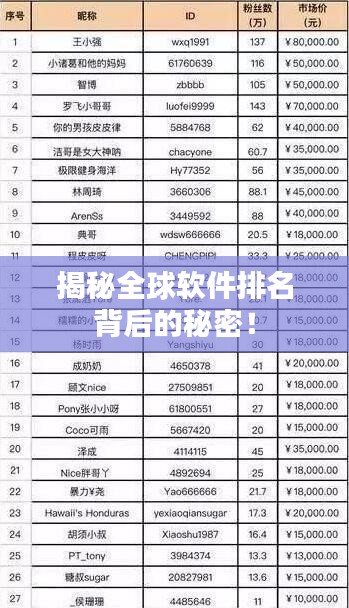 揭秘全球软件排名背后的秘密！