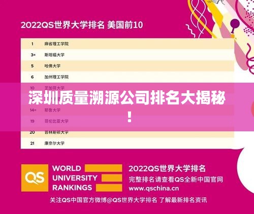 深圳质量溯源公司排名大揭秘！