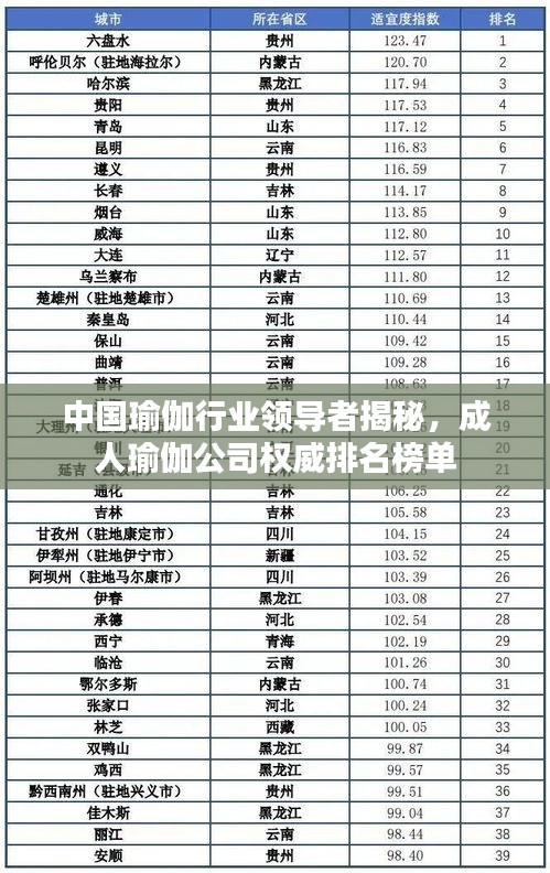 中国瑜伽行业领导者揭秘，成人瑜伽公司权威排名榜单