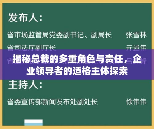 揭秘总裁的多重角色与责任，企业领导者的适格主体探索